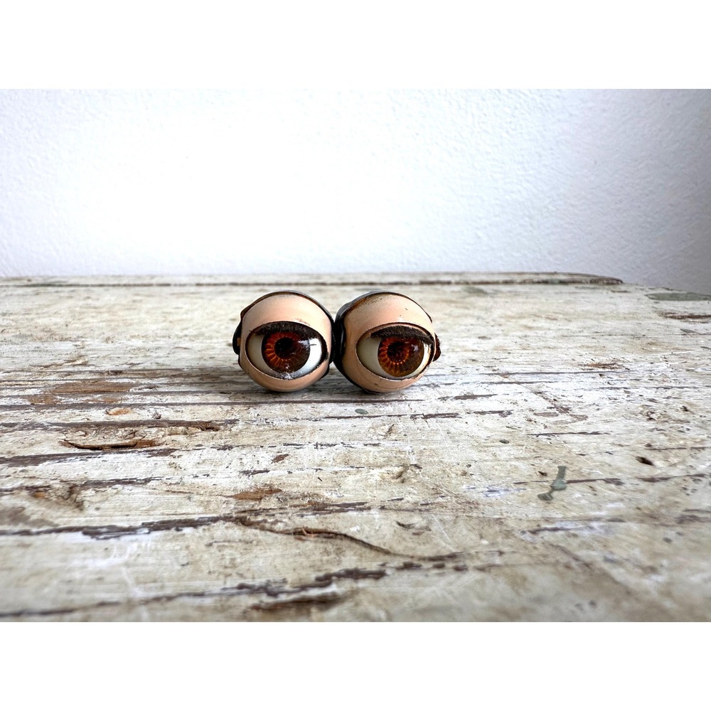 Vintage Doll Eyes Pair, Sleep‎ Eyes Amber Brown, Moving Parts, Size 5/8